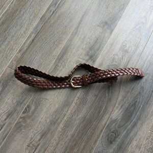 Brown Woven Belt with Gold Buckle